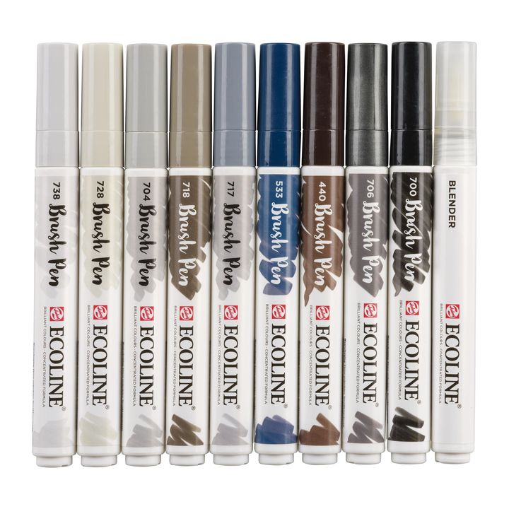 Akvarelna pisala Ecoline Brush Pen Greys – pogled 5