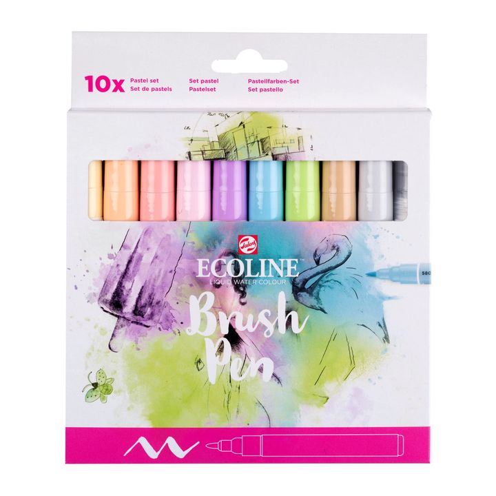 Akvarelna pisala ECOLINE BRUSH PEN pastel 10 kosov