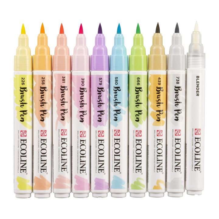 Akvarelna pisala ECOLINE BRUSH PEN pastel 10 kosov – pogled 2