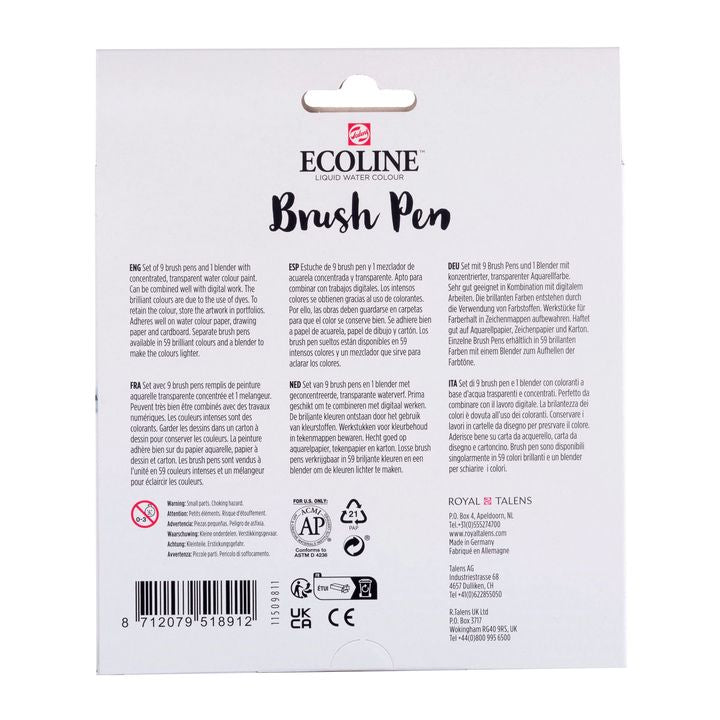Akvarelna pisala ECOLINE BRUSH PEN pastel 10 kosov – pogled 5