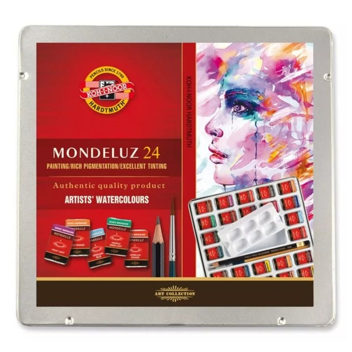 Akvarelne barve Mondeluz v kovinski škatli / 24 kosov
