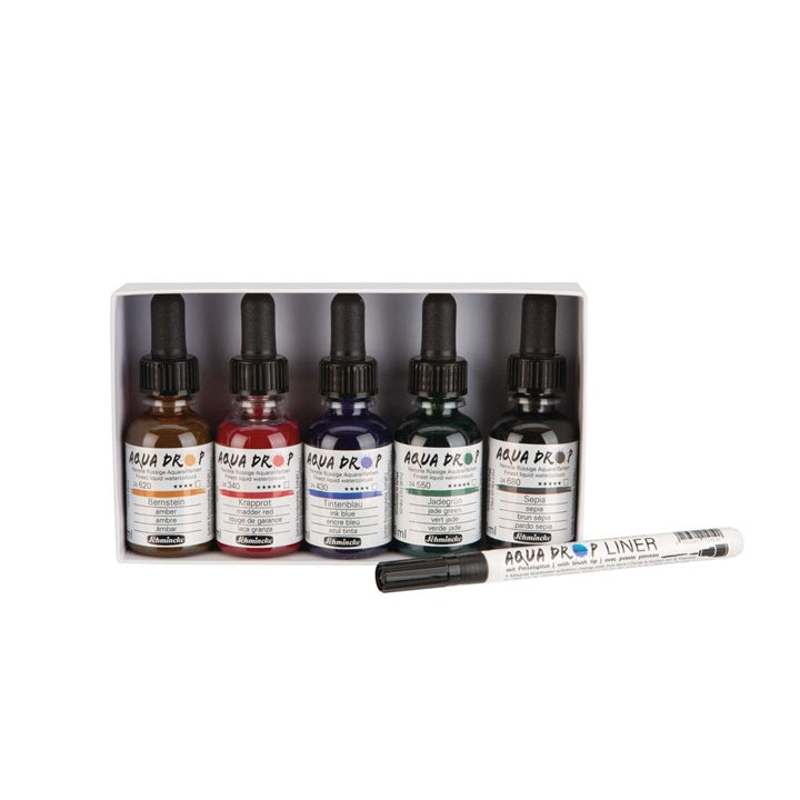 Akvarelne barve Schmincke AQUA DROP - komplet 5 x 30 ml + liner — slika 2