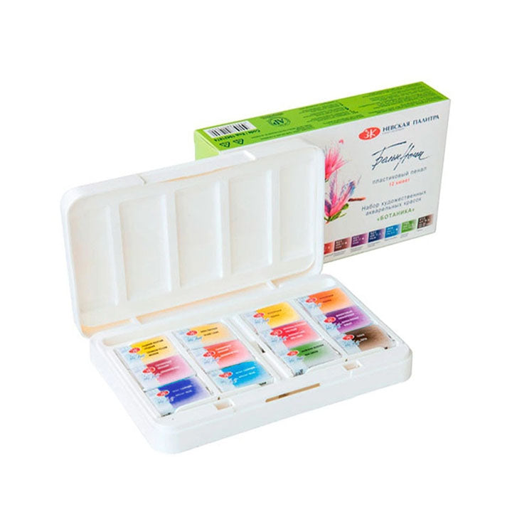 Akvarelne barve White Nights Botanica v plastični škatli / 12 kosov