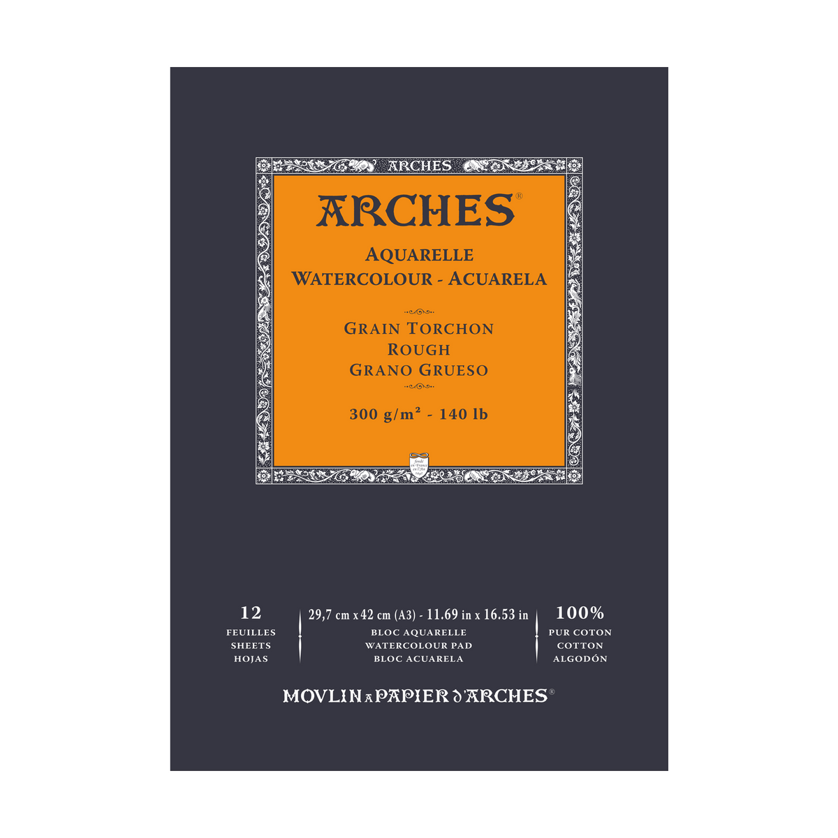 Akvarelni blok ARCHES Aquarelle grobo zrnat naravno bela 300 g/m² – 12 listov