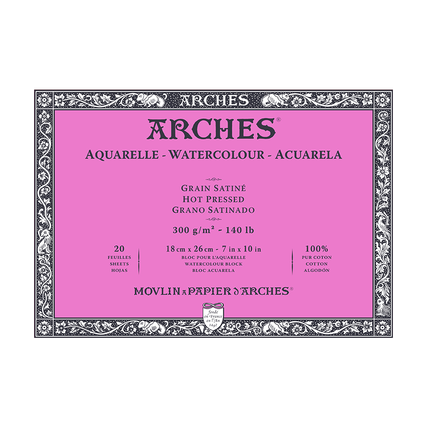 Akvarelni blok ARCHES HP naravno bela 300 g/m² – 20 listov