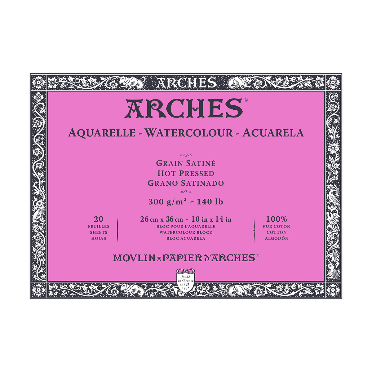 Akvarelni blok ARCHES HP naravno bela 300 g/m² – 20 listov