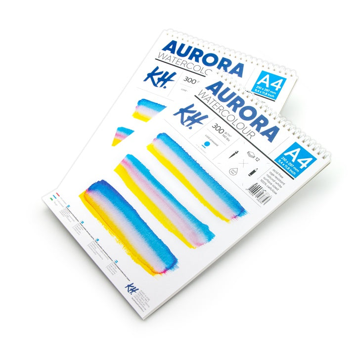 Akvarelni blok AURORA cold press s špiralo - 12 listov | različni formati – pogled 2