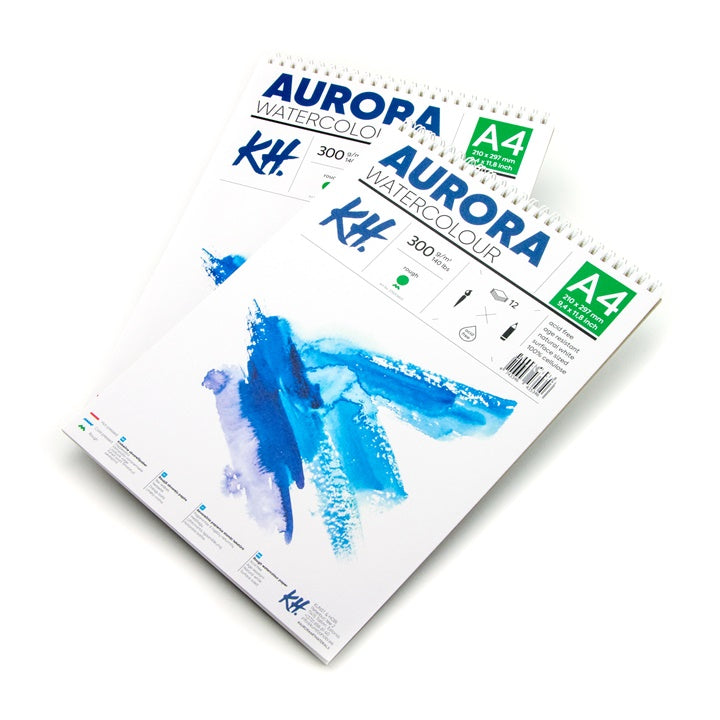 Akvarelni blok AURORA rough s špiralo - 12 listov | različni formati – pogled 2