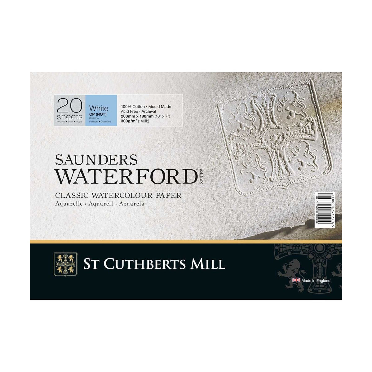Akvarelni blok CANSON St Cuthberts Saunders Waterford CP bel 300 g/m² 20 listov – 26 – 51 cm
