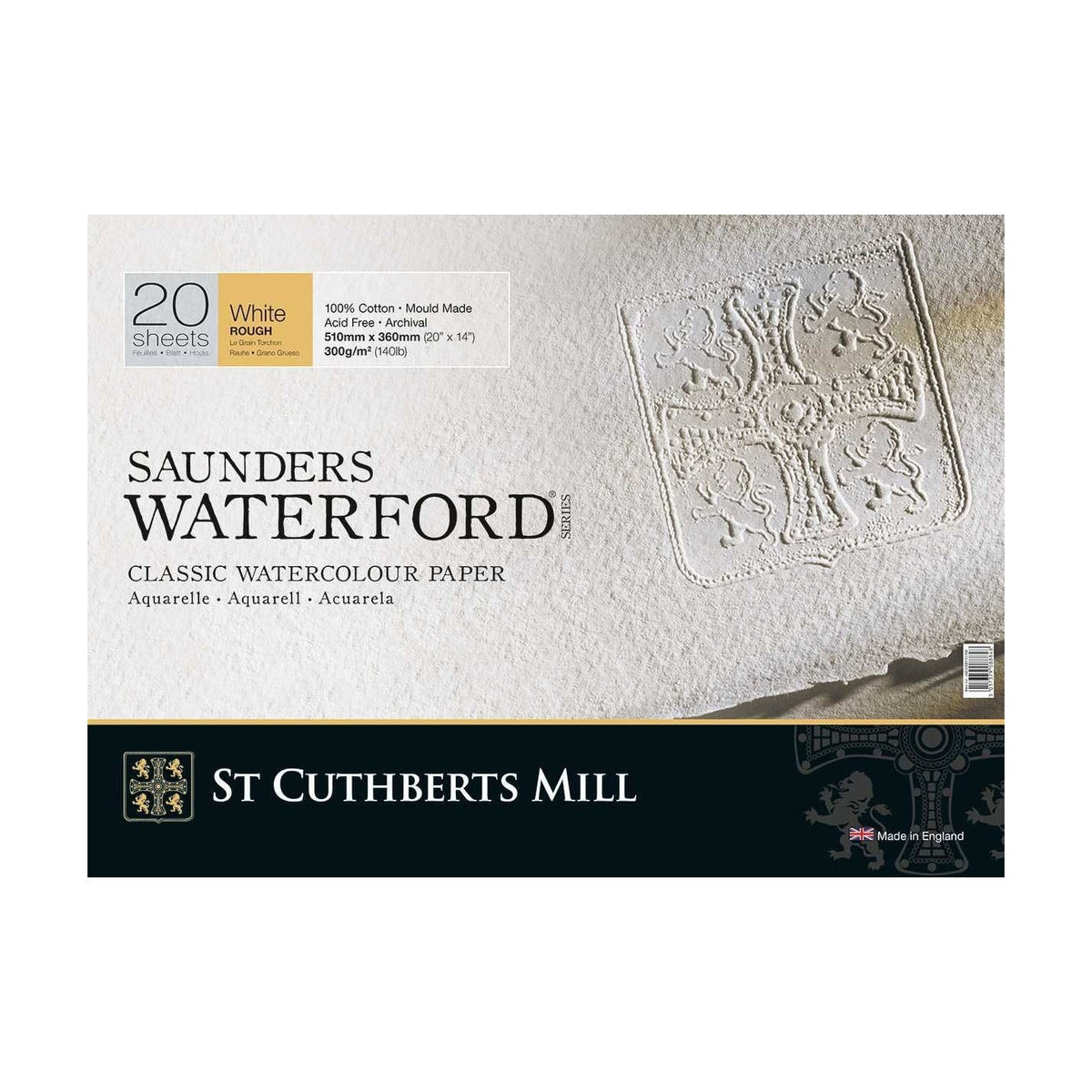 Akvarelni blok CANSON St Cuthberts Saunders Waterford Rough 300 g/m² 26 – 51 cm - 20 listov