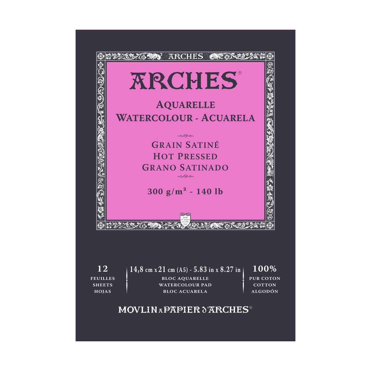ARCHES akvarelni blok gladek HP naravno bela 300 g/m² A5 – A3 - 12 listov