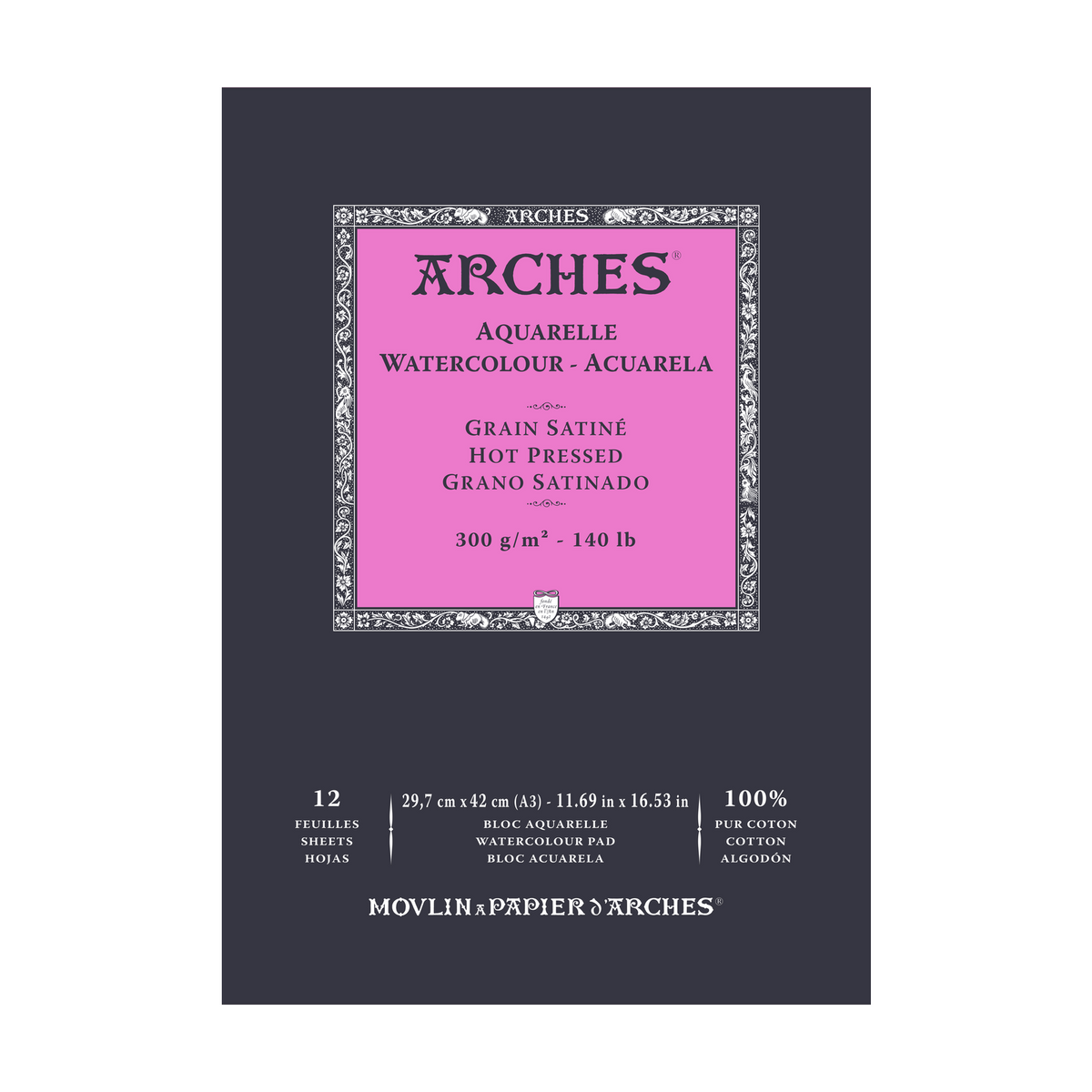 ARCHES akvarelni blok gladek HP naravno bela 300 g/m² A5 – A3 - 12 listov