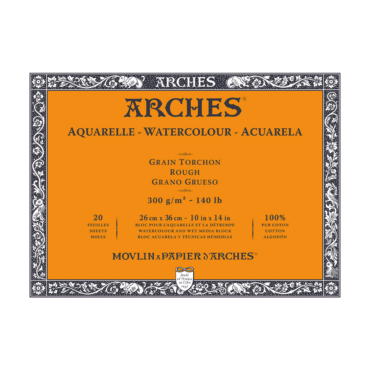 ARCHES akvarelni blok Rough naravno bela 300 g/m² 10 – 31 cm - 20 listov