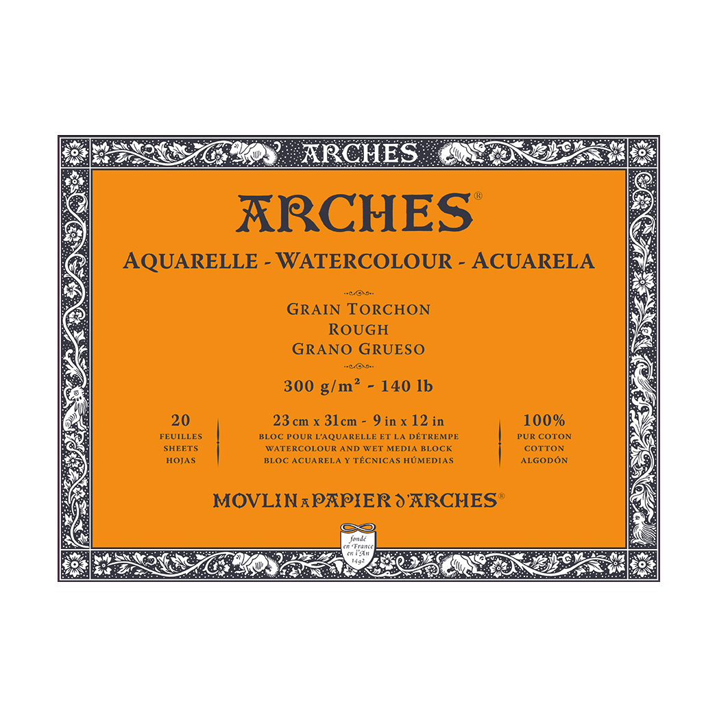 ARCHES akvarelni blok Rough naravno bela 300 g/m² 10 – 31 cm - 20 listov
