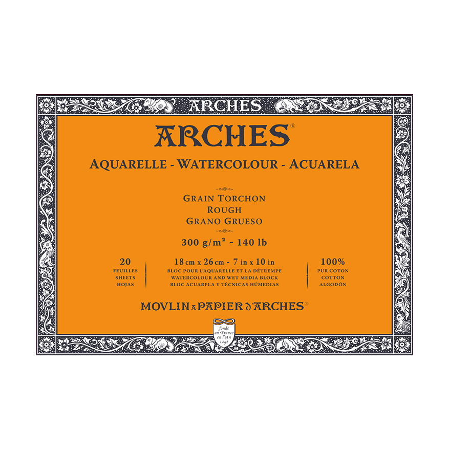 ARCHES akvarelni blok Rough naravno bela 300 g/m² 10 – 31 cm - 20 listov