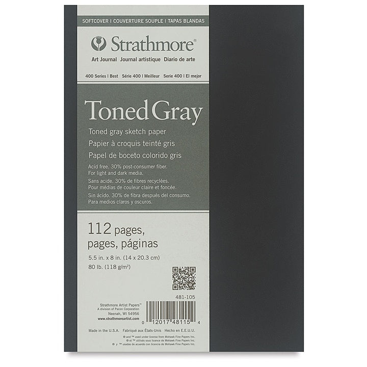 Art Journal Strathmore Toned Paper Gray mehka vezava | izberite dimenzije – pogled 2