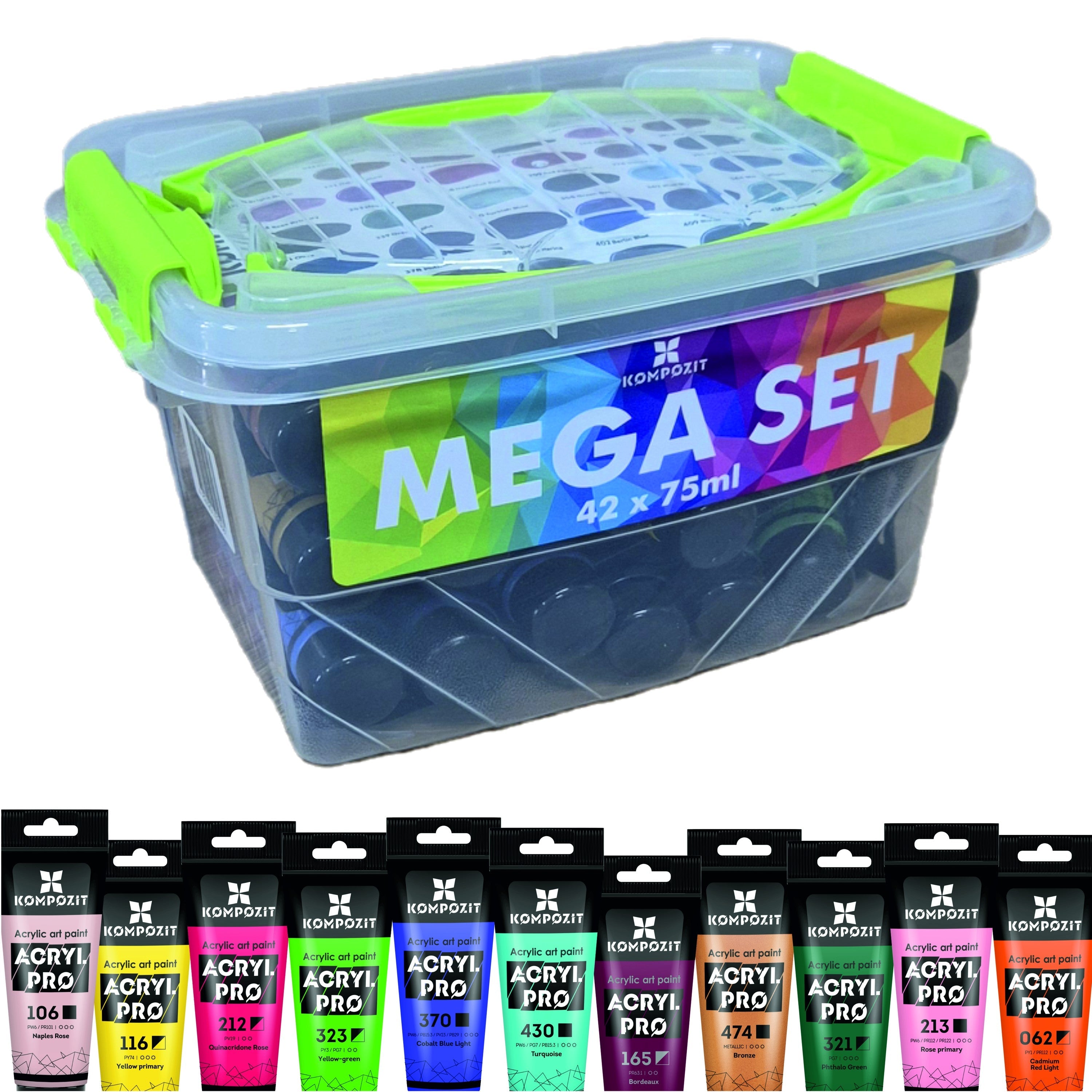 Set akrilnih barv ACRYL PRO Kompozit v škatli - 42 x 75 ml