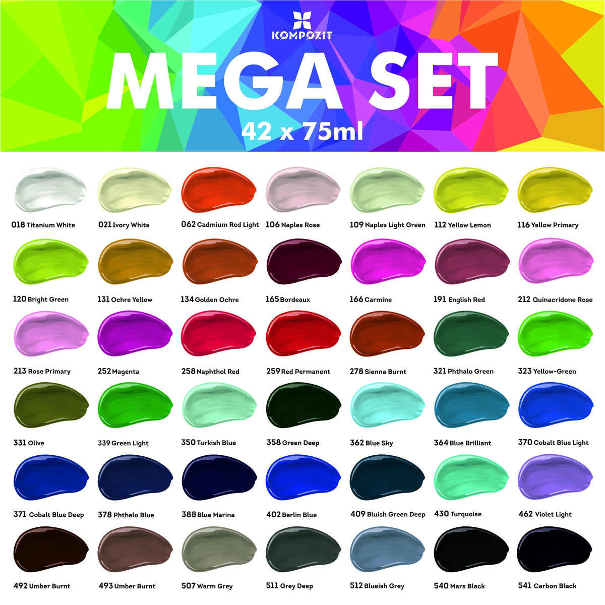 Set akrilnih barv ACRYL PRO Kompozit v škatli - 42 x 75 ml