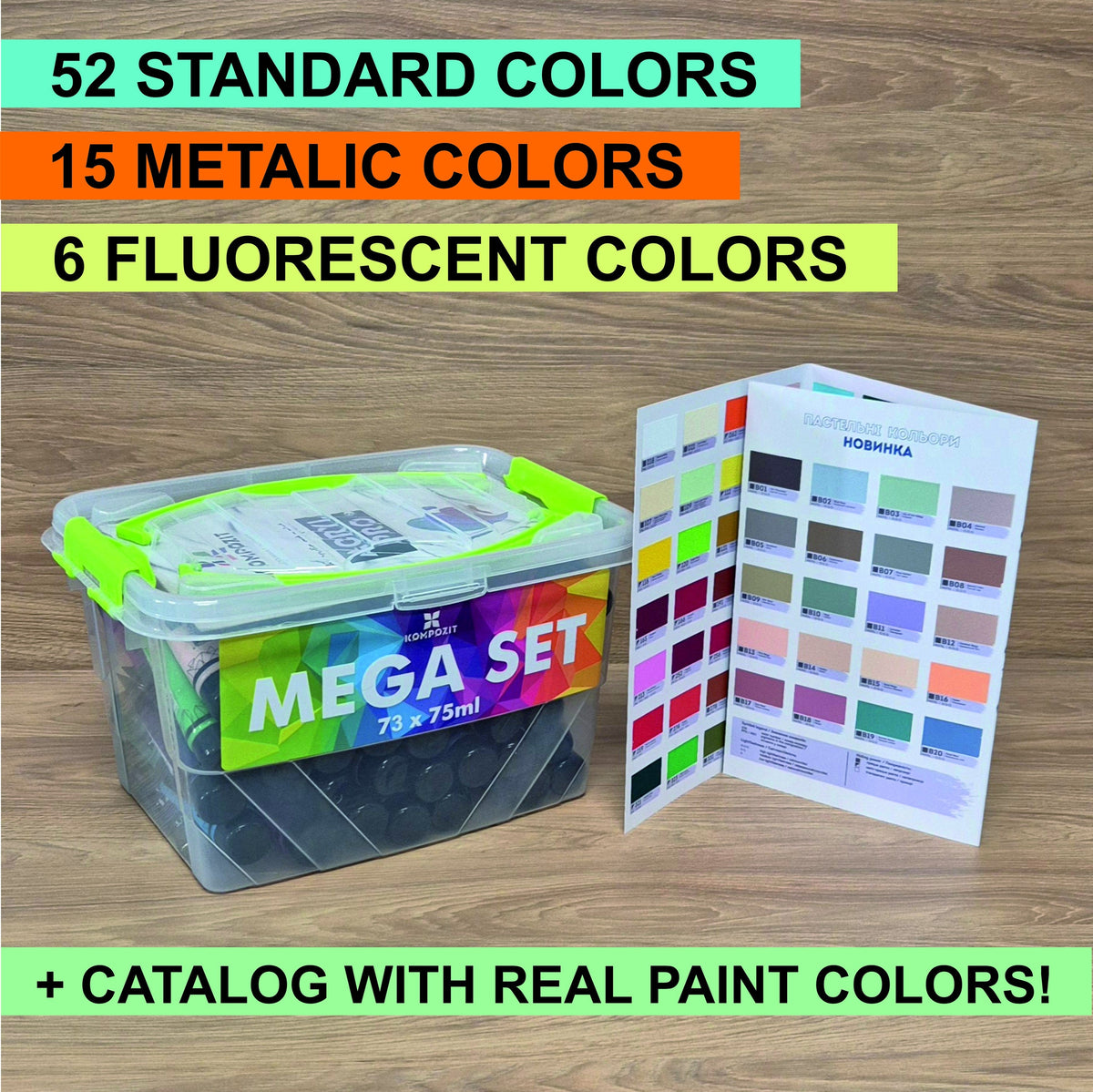 Set akrilnih barv Kompozit ACRYL PRO BOX 73 x 75 ml
