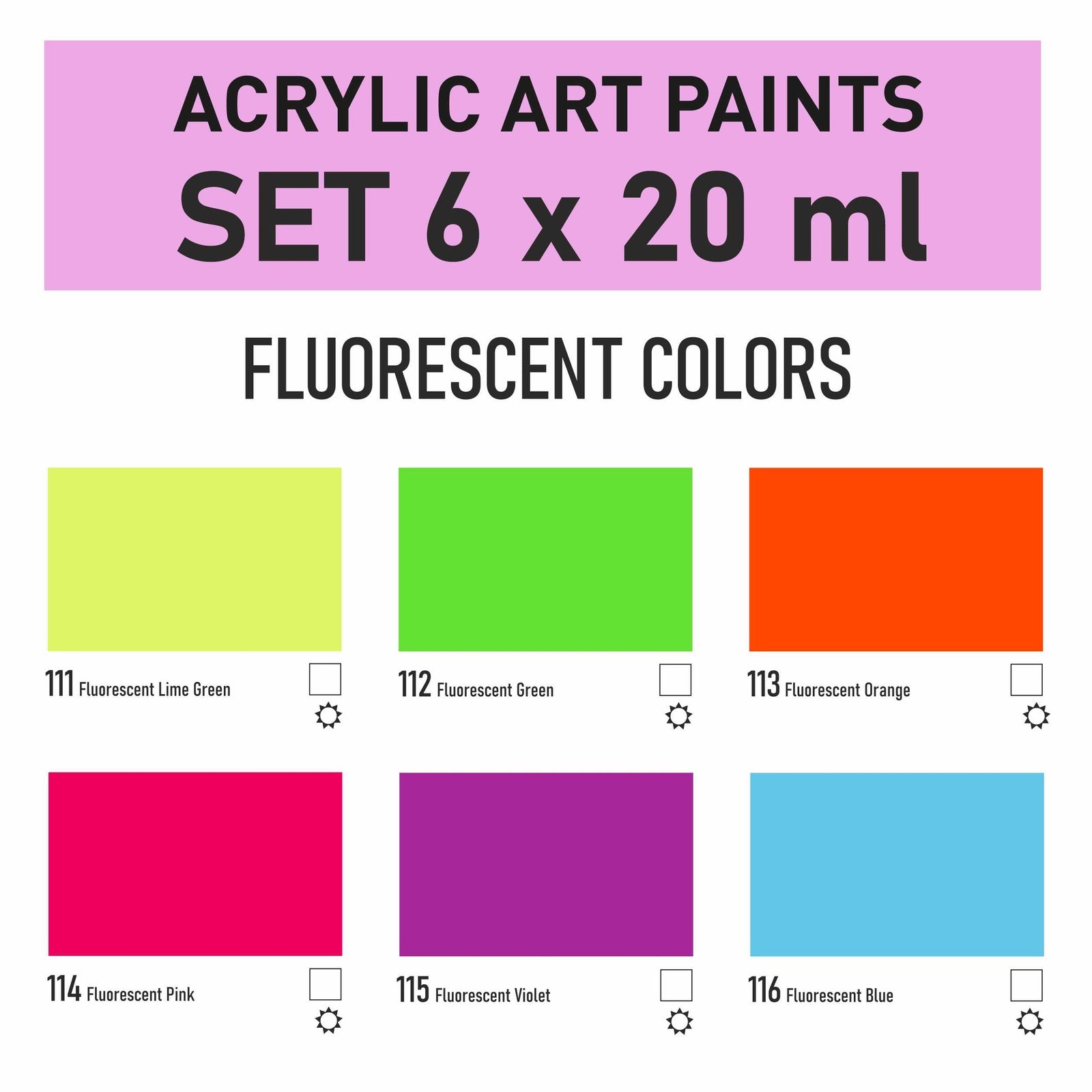 Set akrilnih barv Kompozit STANDART Fluorescent 6 x 20 ml