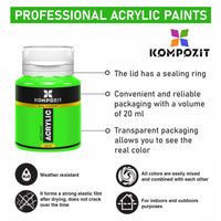 Set akrilnih barv Kompozit STANDART Fluorescent 6 x 20 ml