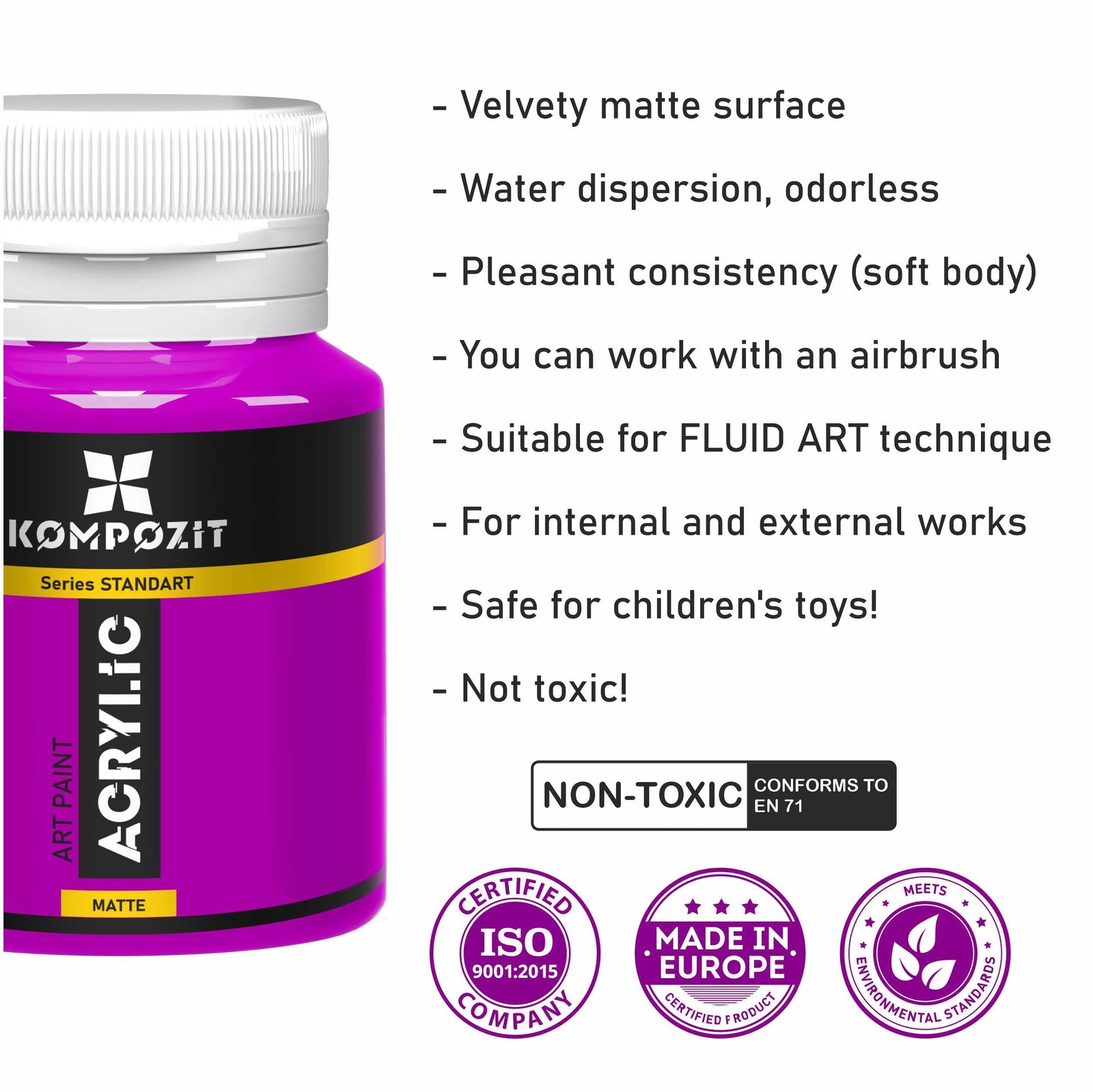 Set akrilnih barv Kompozit STANDART Fluorescent 6 x 20 ml
