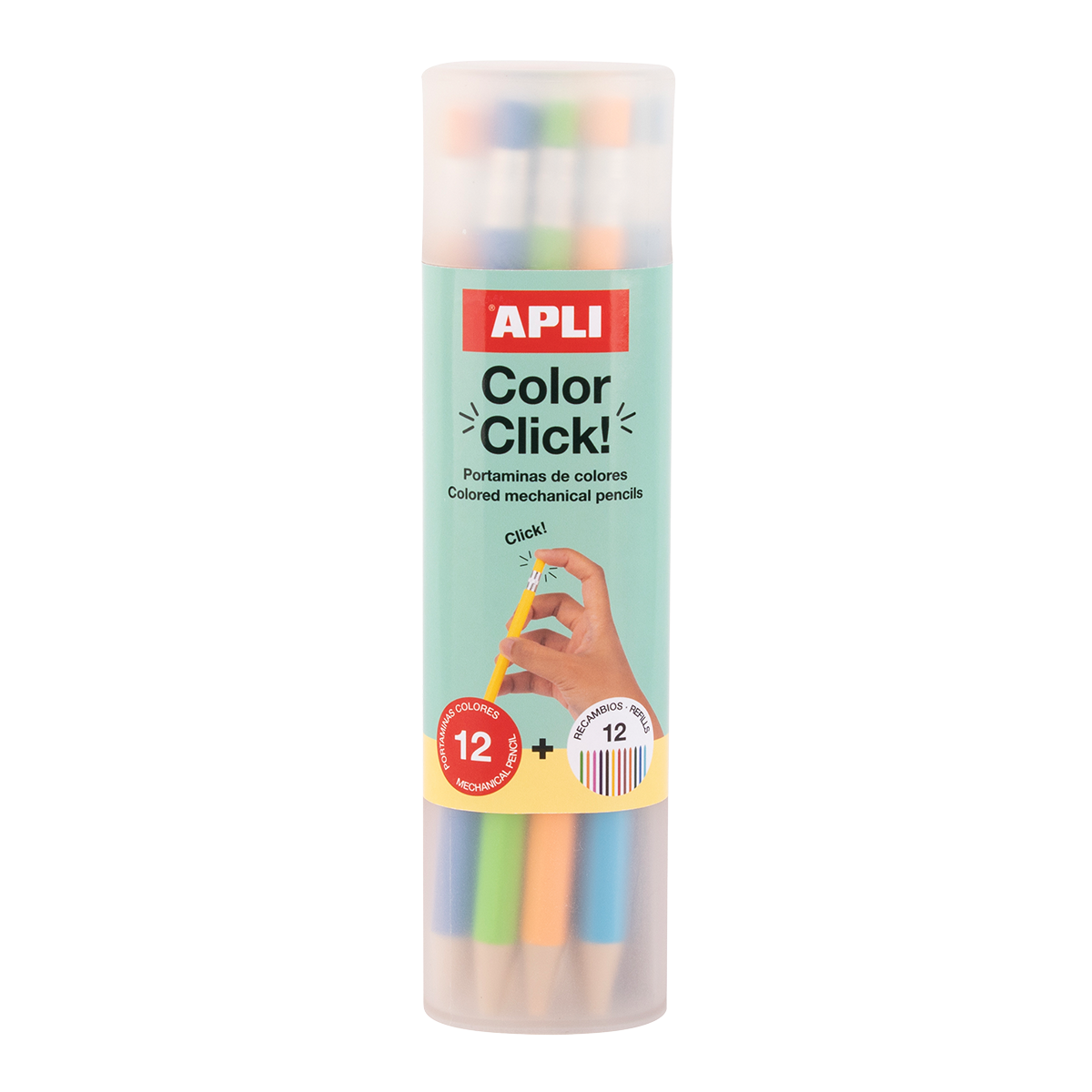 Avtomatske barvice APLI Color Click, 12 kosov z nadomestnimi minicami in šilčkom