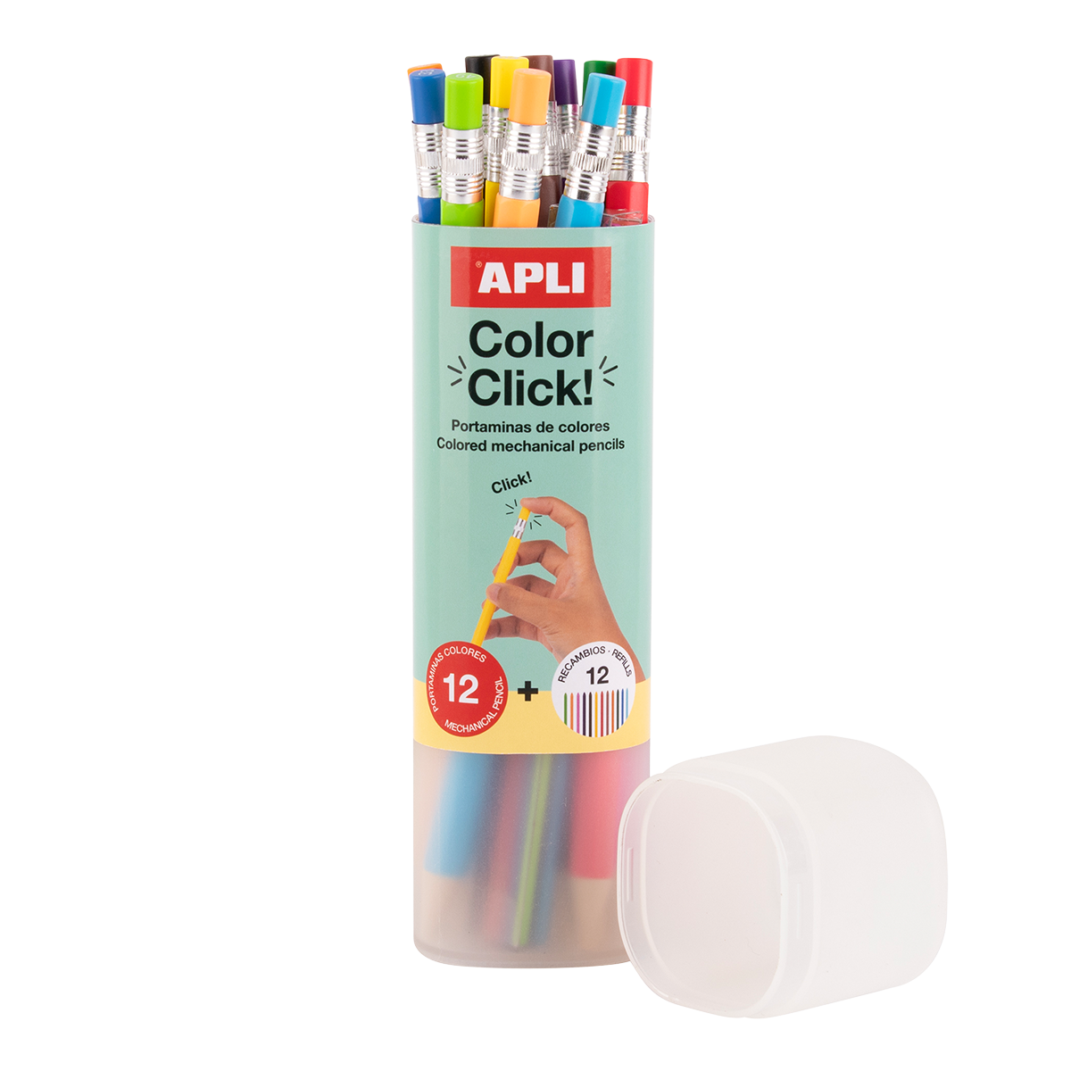 Avtomatske barvice APLI Color Click, 12 kosov z nadomestnimi minicami in šilčkom