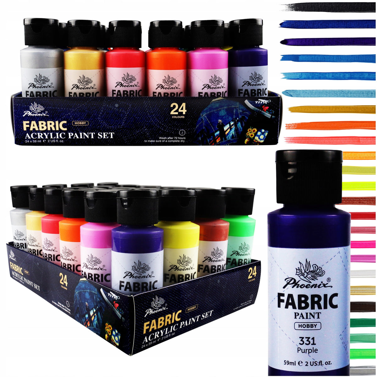 Barve za tekstil Phoenix 24 x 59 ml