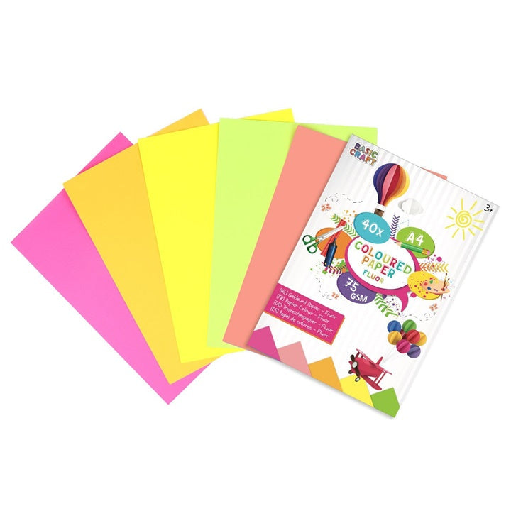 Barven papir fluorescenten A4 - komplet 40 kosov