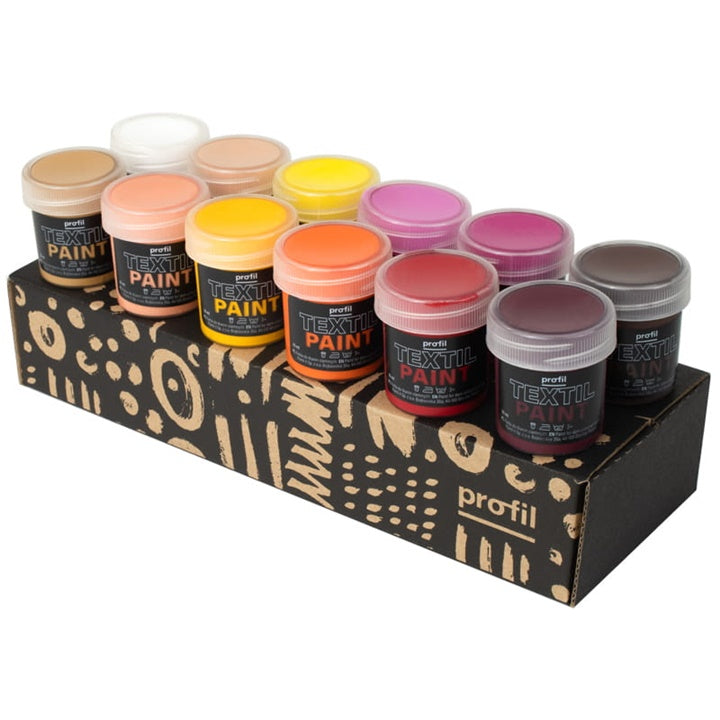 Barvni set za temen tekstil Profil - topli odtenki 12 x 25 ml