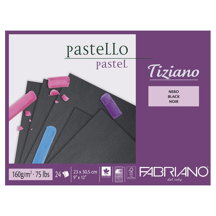 Blok črnih papirjev za pastele FABRIANO Tiziano | različne dimenzije – pogled 2