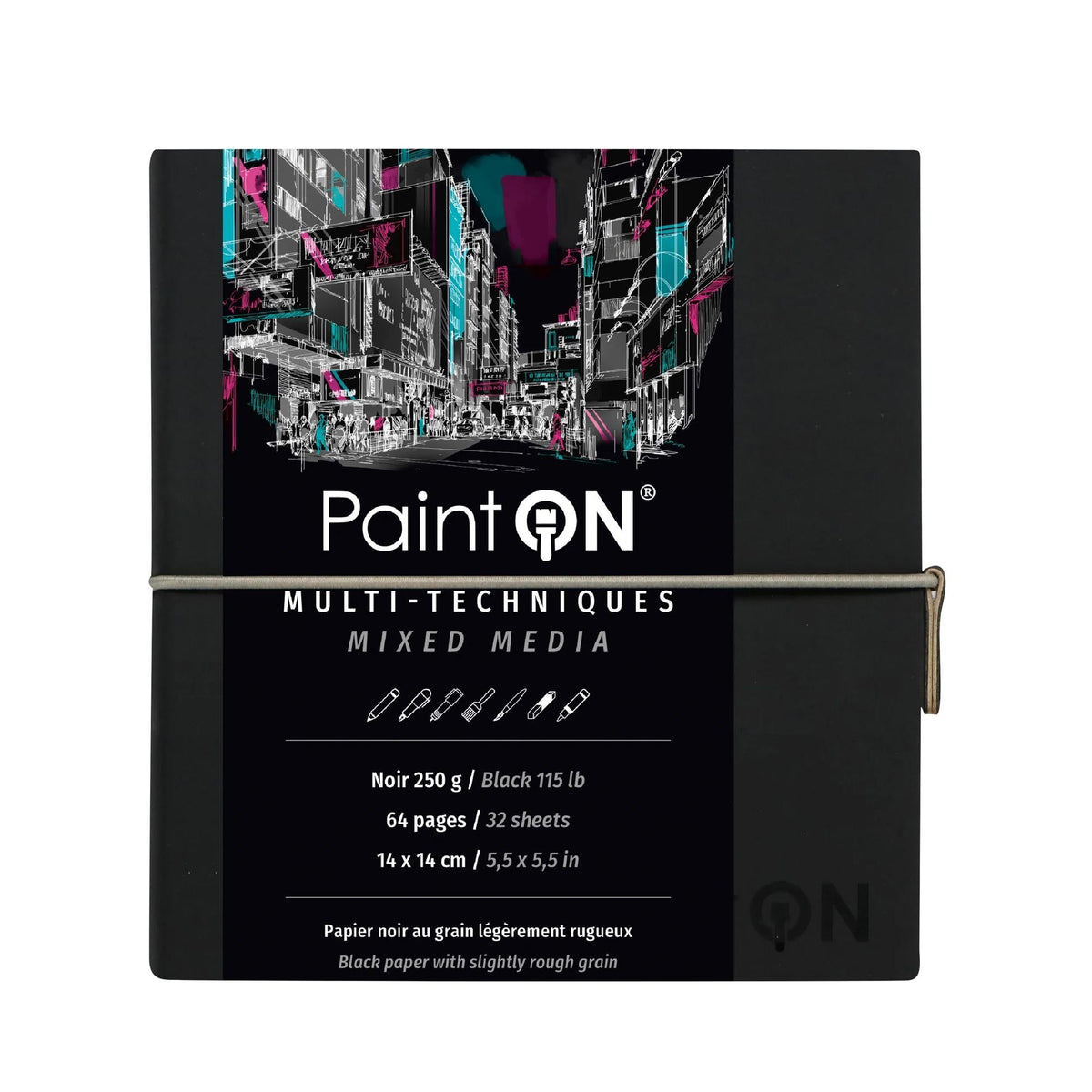 Blok papirjev Clairefontaine Paint'On črn 250 g/m² - 32 listov (A5 – 14 x 14 cm)