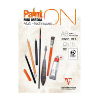 Blok za mešane tehnike CLAIREFONTAINE Paint'On 250 g/m² A6 - 15 listov