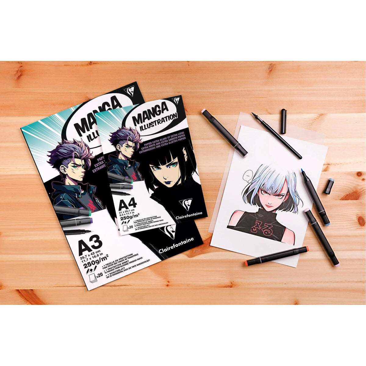 Blok za risanje Clairefontaine Manga Illustration 250 g/m² A5 – A3 - 20 listov