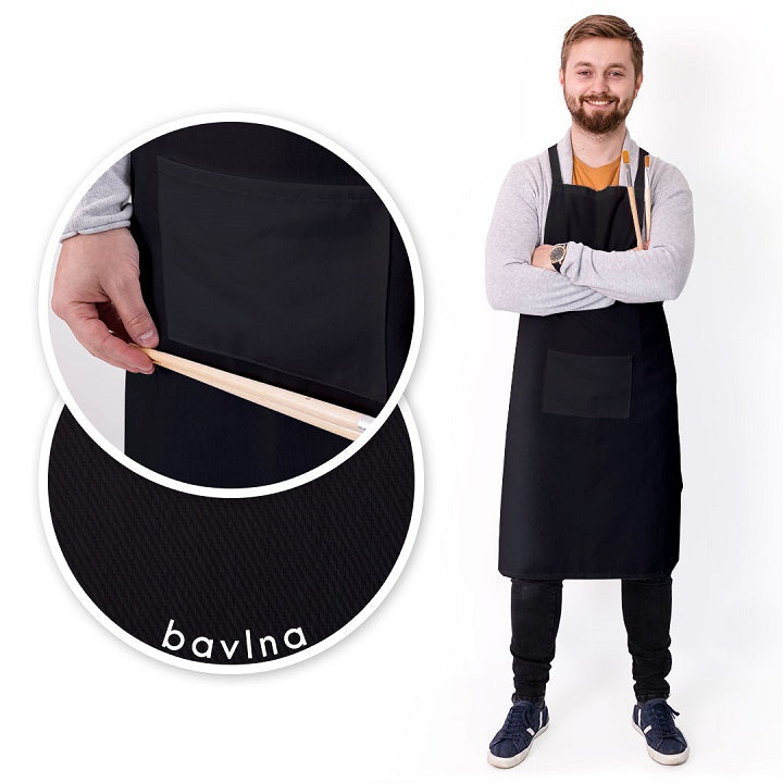 Bombažni predpasnik - črni