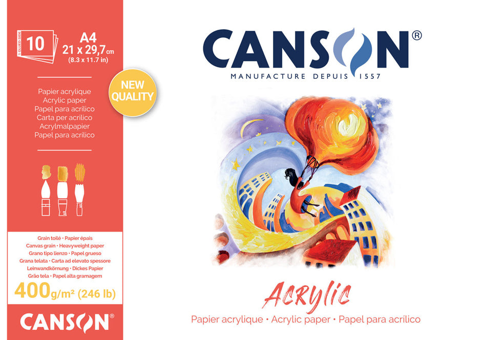 Canson akrilni blok CP Natural White 400 g/m² - 10 listov, 24 x 33 cm