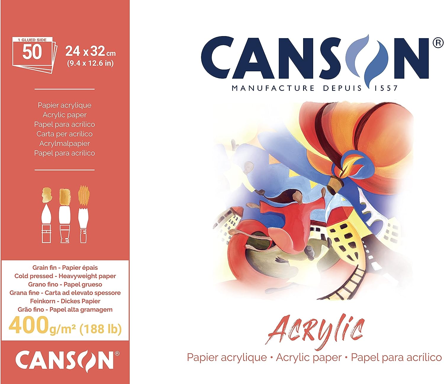 Canson akrilni blok CP Natural White 400 g/m² - 50 listov, 24 x 32 cm