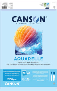 Canson akvarelni blok CP 224 g/m² A3 - 10 listov, lepljen