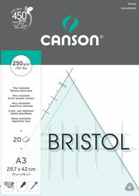 Canson Bristol risalni blok 250 g/m² 20L A3 lepljen