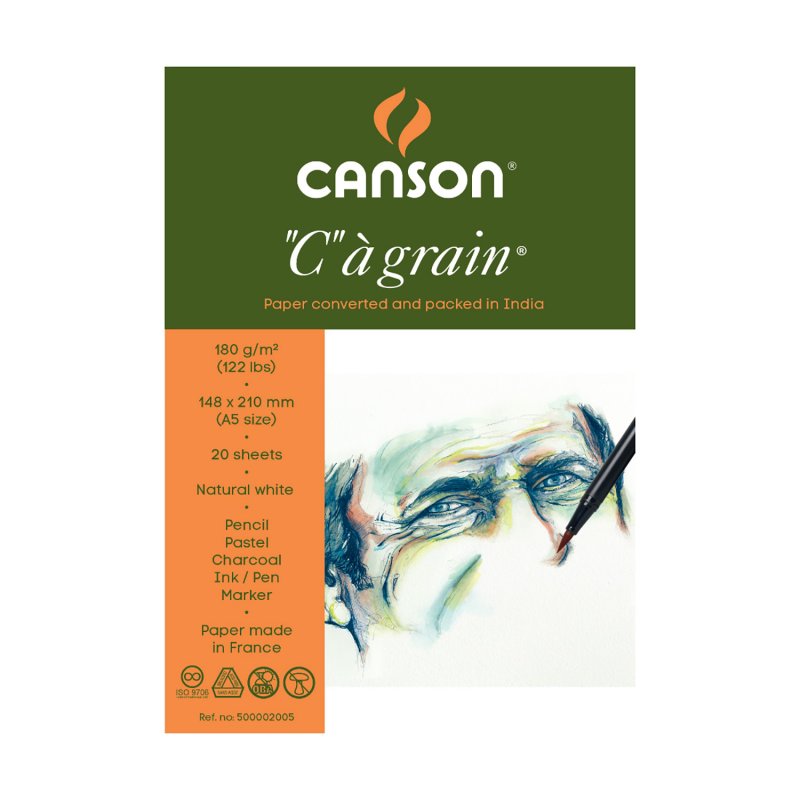 Canson C a grain risalni blok 180 g/m² 30 listov A5 drobnozrnat lepljen