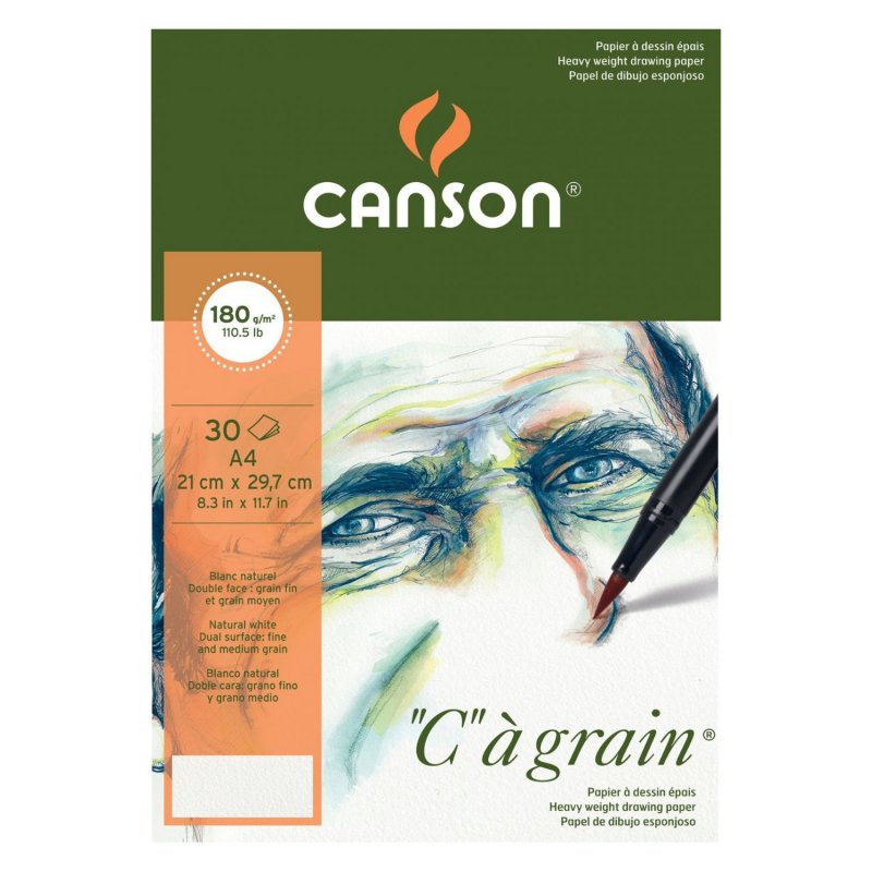 Skicirka CANSON C a grain 180 g/m² A4, 30 listov, drobnozrnata, spiralna vezava