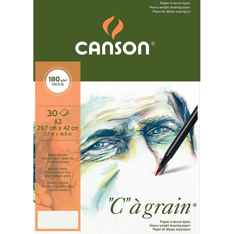 Canson C a grain skicirka 180 g A3, 30 listov, drobnozrnata lepljena