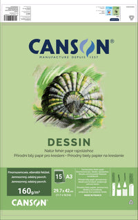 Risalni blok CANSON Dessin A3 160 g - 15 listov