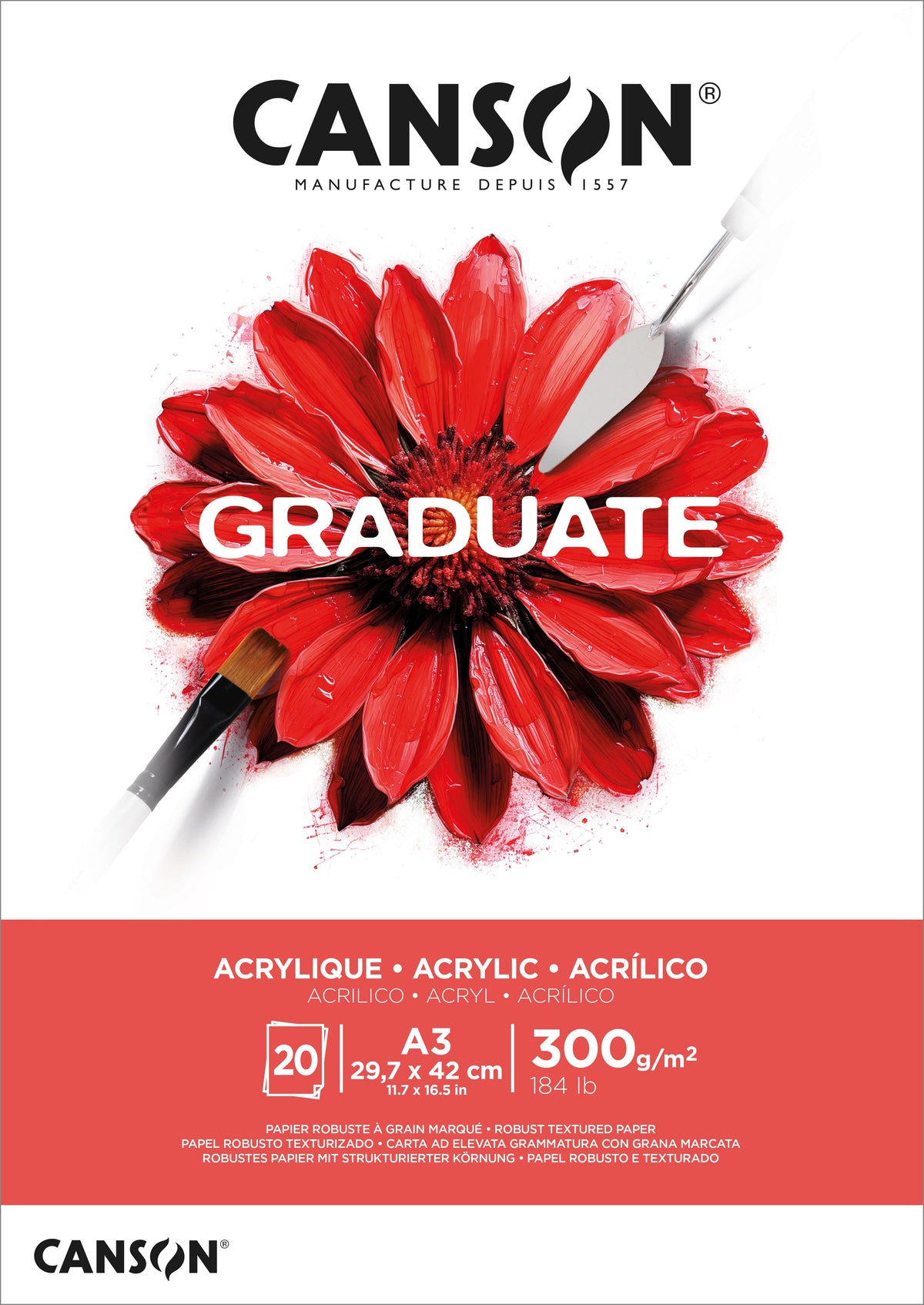 CANSON Graduate akrilni blok 300 g 20L A3 lepljen
