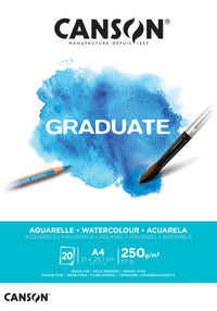 CANSON Graduate akvarelni blok CP 250 g - 20 listov, A4, lepljen