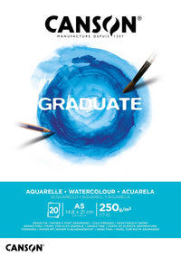 Canson Graduate akvarelni blok CP 250 g - 20 listov, A5 lepljen