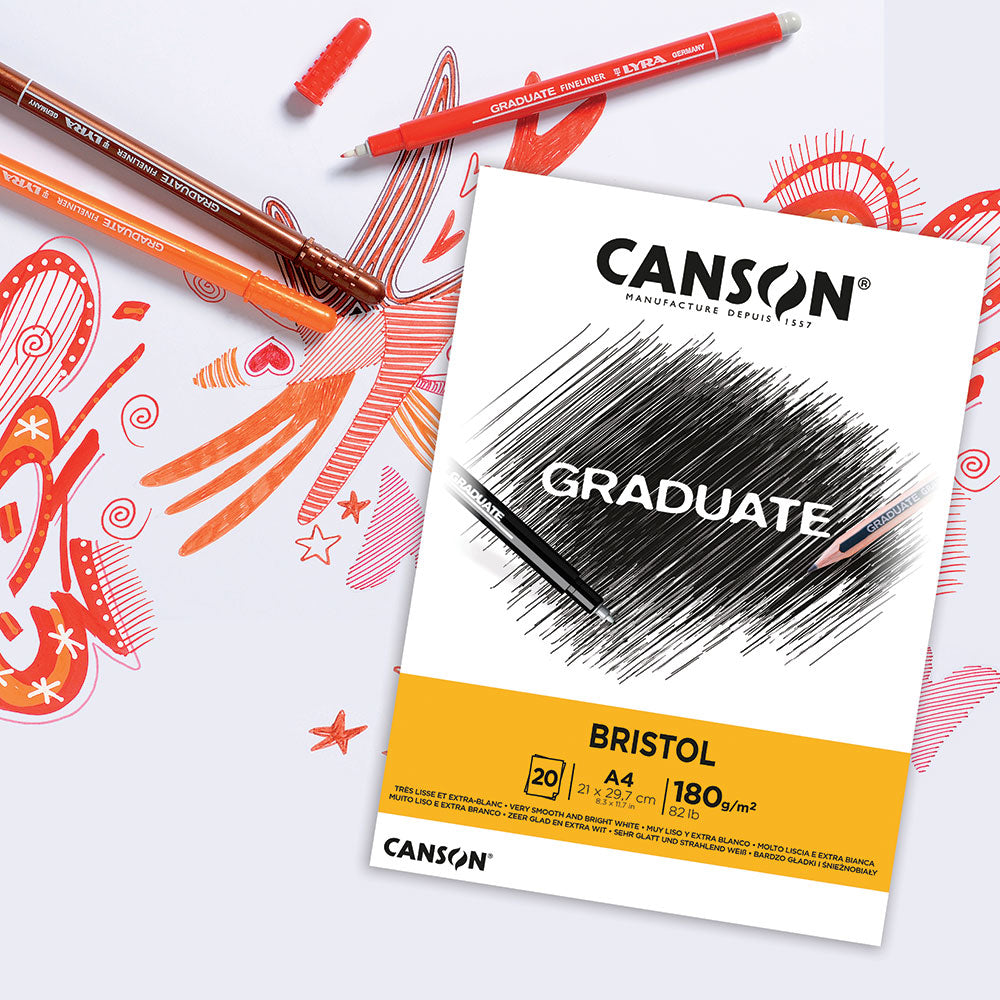 Risalni blok CANSON Graduate Bristol 180 g/m² A4 - 20 listov, lepljen