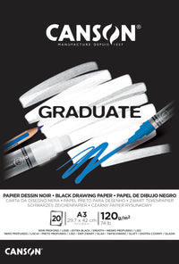 Črni skicirni blok CANSON Graduate 120 g/m² A3 - 20 listov, lepljen