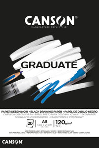 CANSON Graduate črn skicirni blok 120 g/m² 20L A5 lepljen